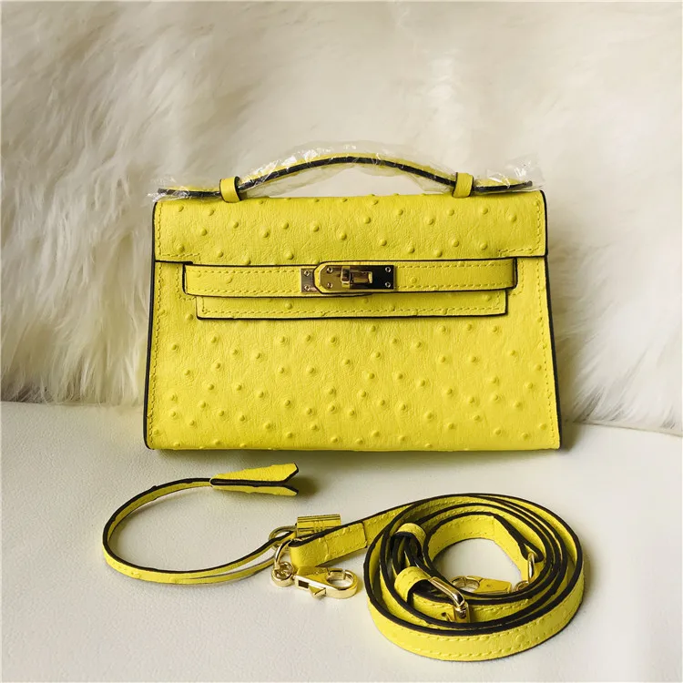 

Female Shoulder Bag Split Leather Ostrich Pattern Lady Handbag Small Square Drawstring Lock Messenger Famous Brand Bolsa