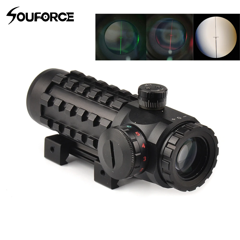 4x28 البصرية البصر الأحمر/الأخضر شبكاني riflescope البصر متعددة المغلفة صالح 20 ملليمتر/11 ملليمتر الحديدية قاعدة ل riflescopes