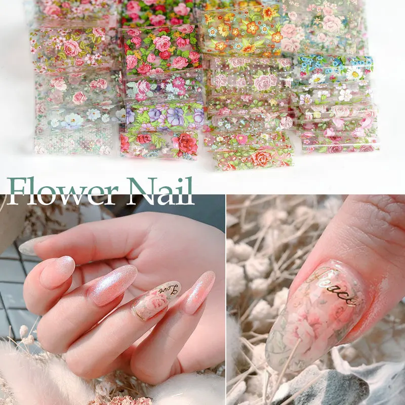HNUIX 10 цветов, наклейки для ногтей в виде листьев, лак, Микс, цветок розы, переводная Фольга для ногтей, Переводные курсоры для украшения ногтей, маникюр D