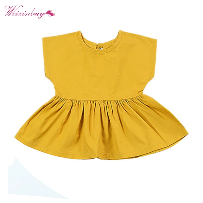 Summer Baby Girls Dress Princess Pageant Party Yellow Dresses Newborn Kids Clothes 0 24Min