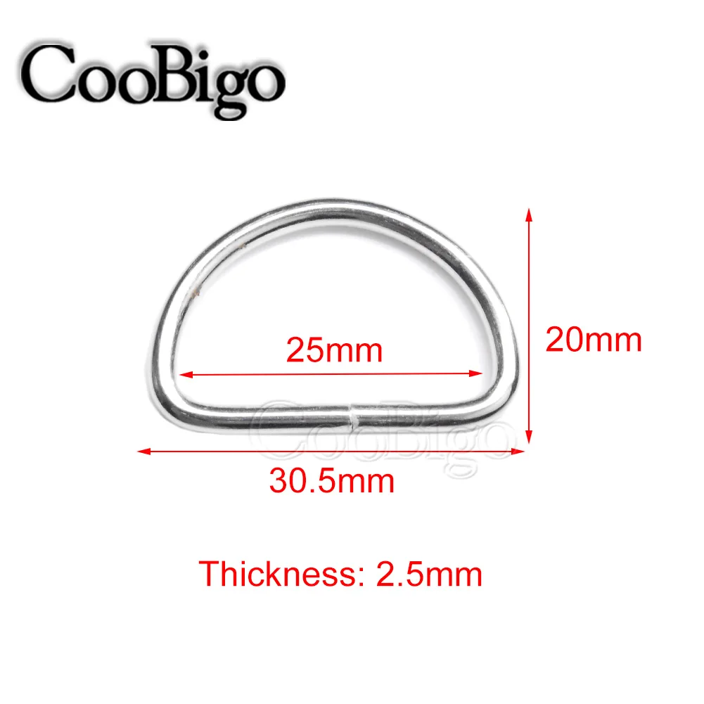 20 шт. металлическая пряжка Dee с d-образным кольцом, лямки 3/"~ 2", детали для рюкзака, сумки, обуви, кожаный ремешок, ошейник для домашних животных, аксессуары для шитья своими руками - Цвет: 25mm Webbing