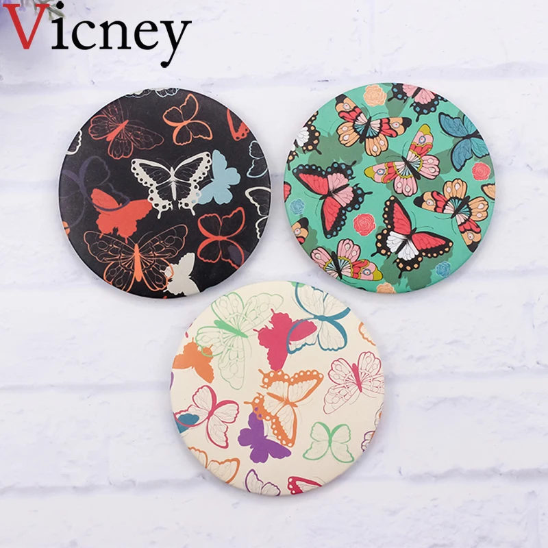 

Vicney 1Pc Round Metal Mirrors Makeup Mirrors Portable Mini Pocket Makeup Mirror Cosmetic Compact for Girl's Gift Beauty Tools