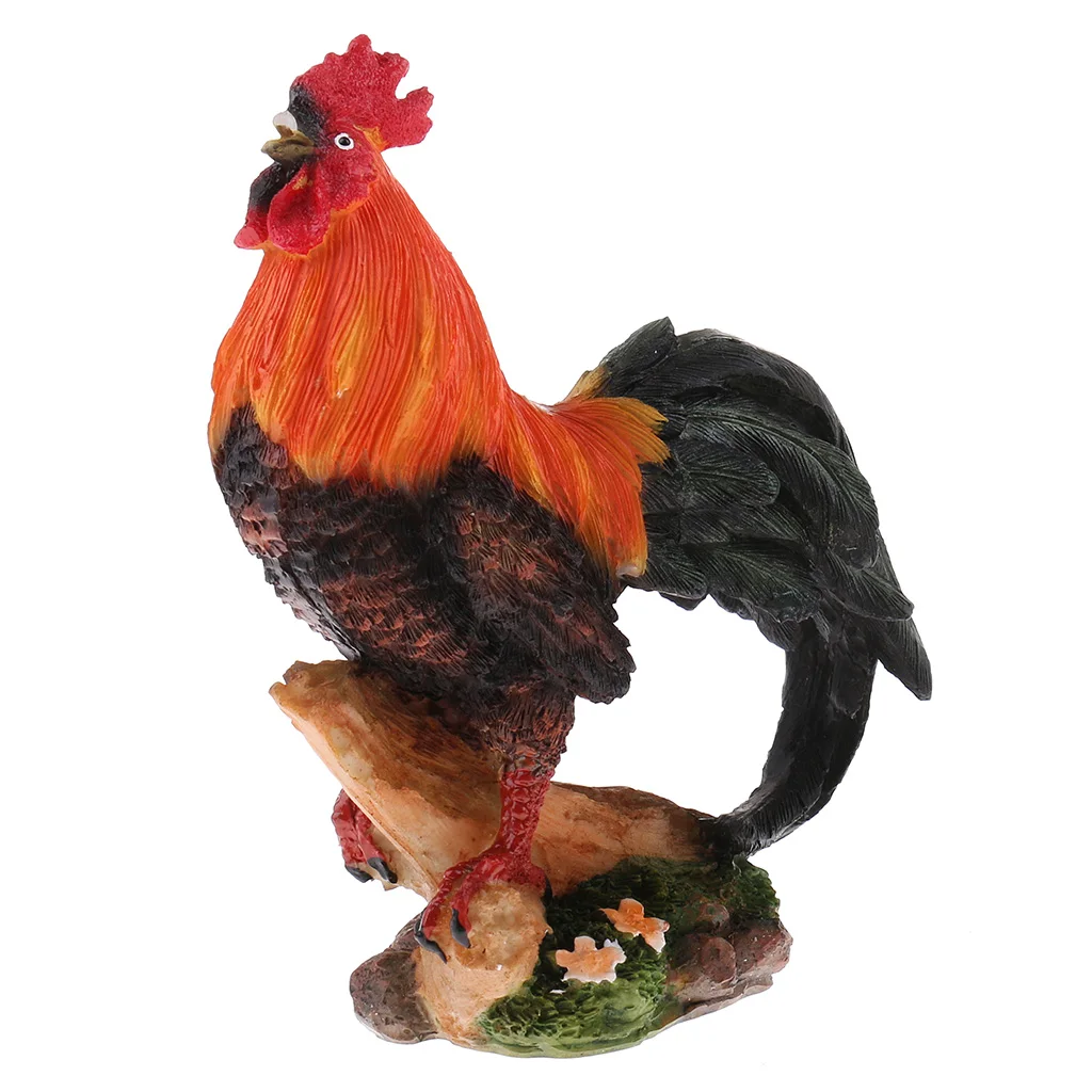 2Pcs Animal Chicken Models Sculpture Resin for Home Garden Yard Decor Vivid 2Pcs Animal Chicken Models Sculpture Resin for Home Garden Yard Decor Vivid