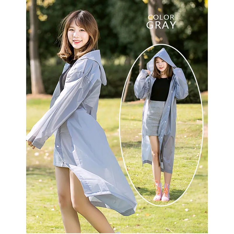 

Women Men EVA Raincoat Outdoor Travel Waterproof Riding Raincoat Double-layer Long Rainwear HUG-Deals