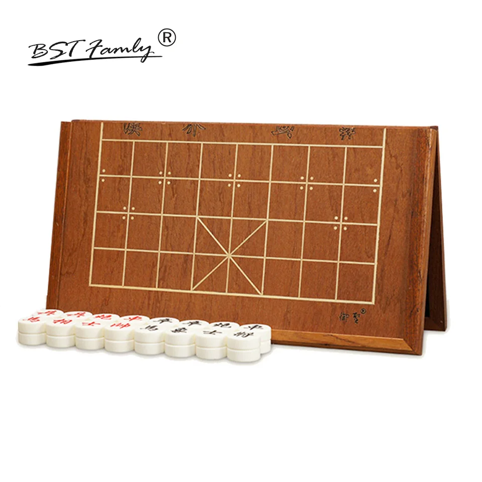 

Chinese Chess Xiang Qi Wooden box Acrylic Pieces Folding board 34.7*37.2cm 32Pcs/Set Puzzle Game Kids Gift BSTFAMLY C02