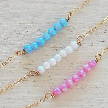 

PINJEAS 2017 new handmade Necklace Opal bead pendant Drop simple Bridal fashion birthday gift for women jewelry accessories