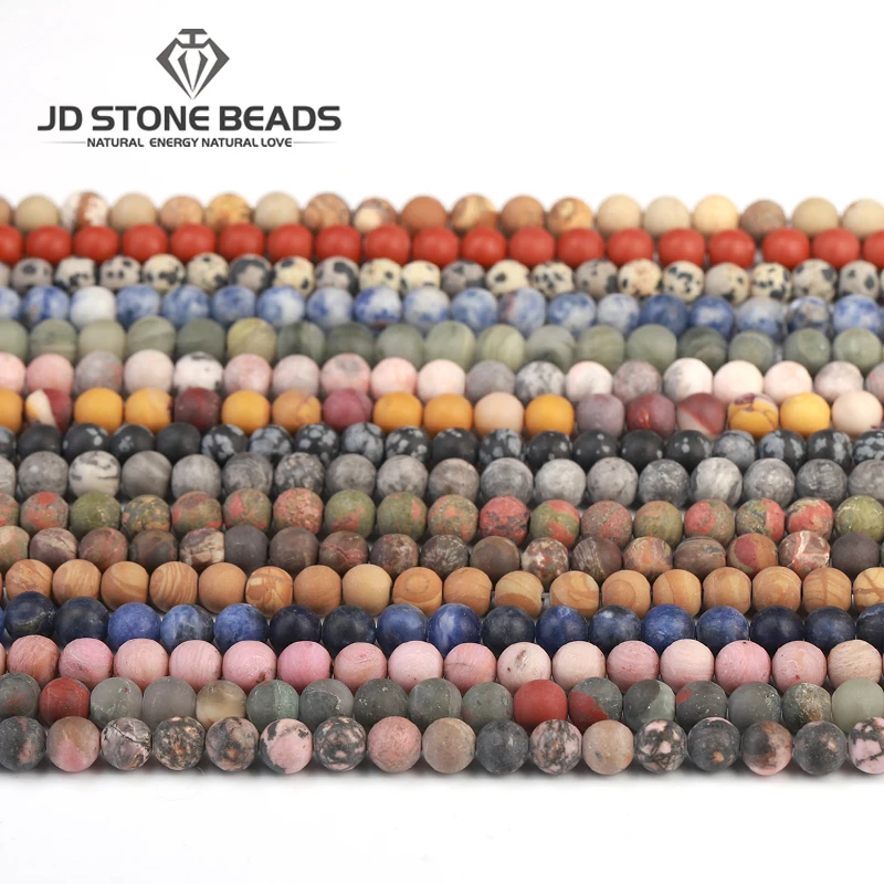 

18 Color Natural Matte Assorted Gemstone Round Loose Stone Frost gemstone beads for Bracelet Making