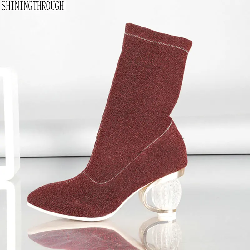 

2019 Sexy Women High Heels Party Wedding Shoes Woman Pointed Toe Night Club boots Autumn Winter High Ladies Shoes Woman