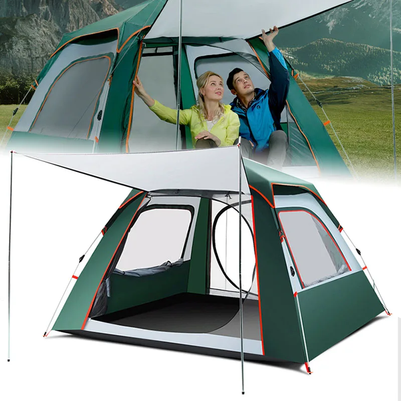 

Professional 3-4 Person Tent Hydraulic Automatic Windproof Waterproof Double Layer Fast Open Hiking Camping Tents For Kids