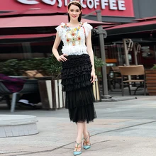 Milan Catwalk New Quality Runway Designer 2018 Spring Summer Fashion Party Women’S Half Skirt Embroidery Lace Coat Ladies Suit