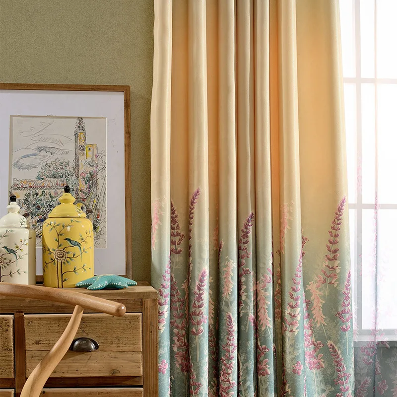 Modern American Simple Lavender Printing Curtains for Living Dining Room Bedroom. | Дом и сад