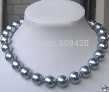 

Women Gift word Love women Fashion Jewelry Wholesale 10mm Gray South Sea Shell Pearl Round Necklace 18" AAA Grade