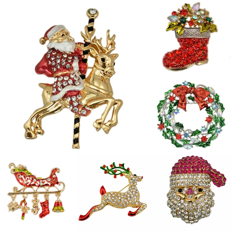 

Christmas Snowman Gift Costume Brooch Cheap Red Rhinestone Christmas Brooches Lot Collar Clip For Scarf Buckle for Friends Gift