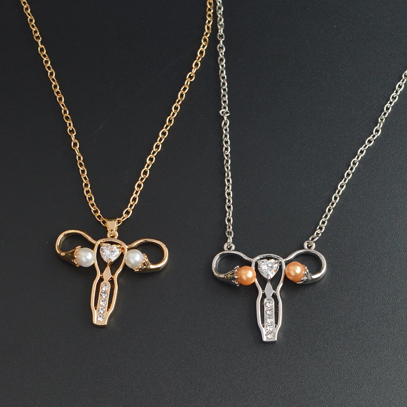 

Gold Silver Uterus Womb Pendant Necklaces Jewelry MD Doctor Nurse Medicine Necklace Graduation Gift for Medical Students