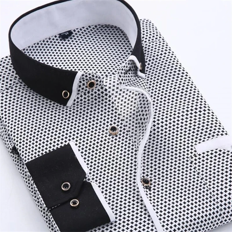 

Covrlge 2018 Autumn New Men Long Sleeve Shirts Mens Fashion Print Shirt Plus Size Business Casual Shirts Brand Clothing MCL183