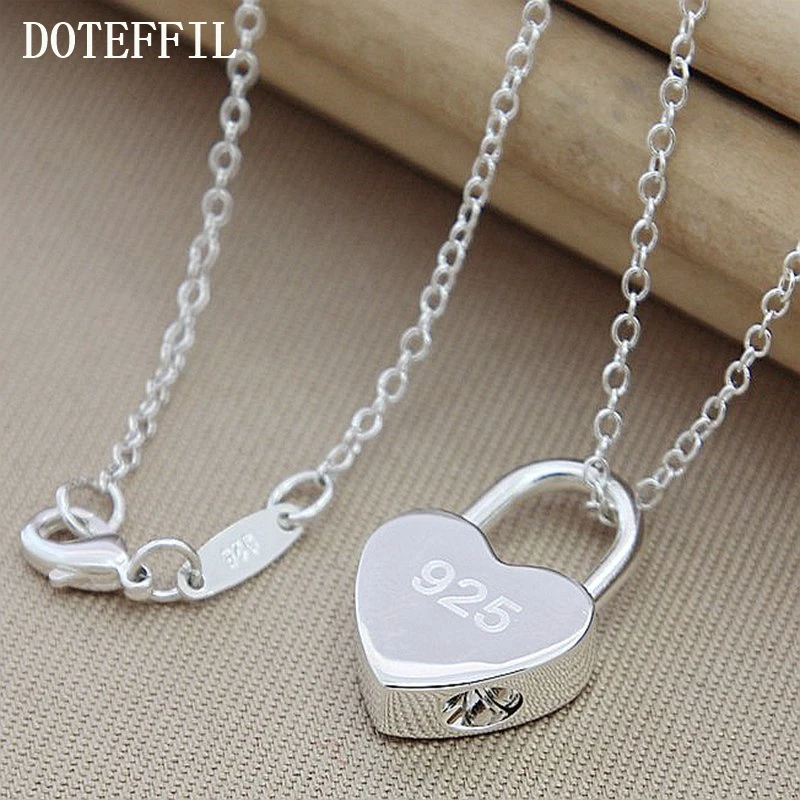 

Wholsale Luxury Brand 100% Brand New 925 Sterling Silver Square/Heart Lock Necklace With Original Logo For Women Christmas Gift