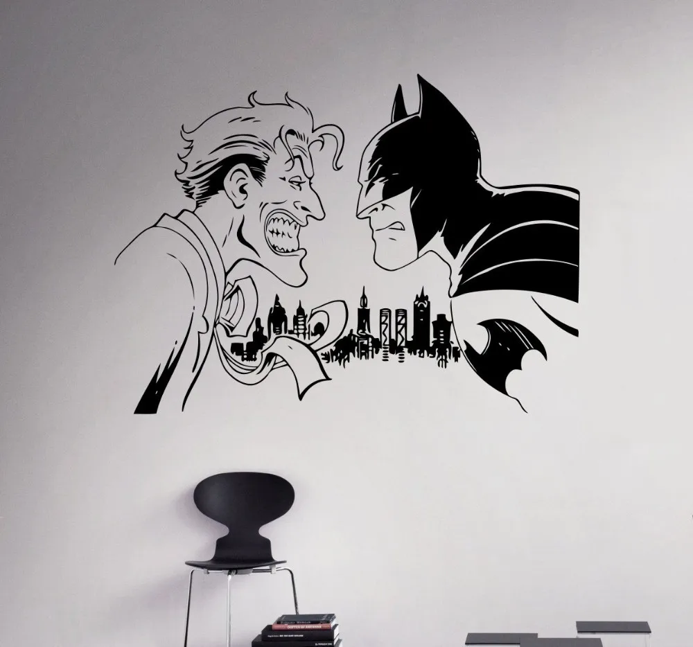 

New arrival Batman Vs Joker Wall Decal Comics Superhero Vinyl Sticker Custom Decals Home Decor Removable Decor Wall Art