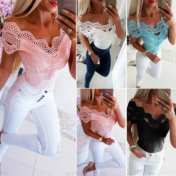 

New Women Off Shoulder Lace up Fashion Blouse Strapless Hollow Out Female Bandage Casual Blouse Women's Clothing