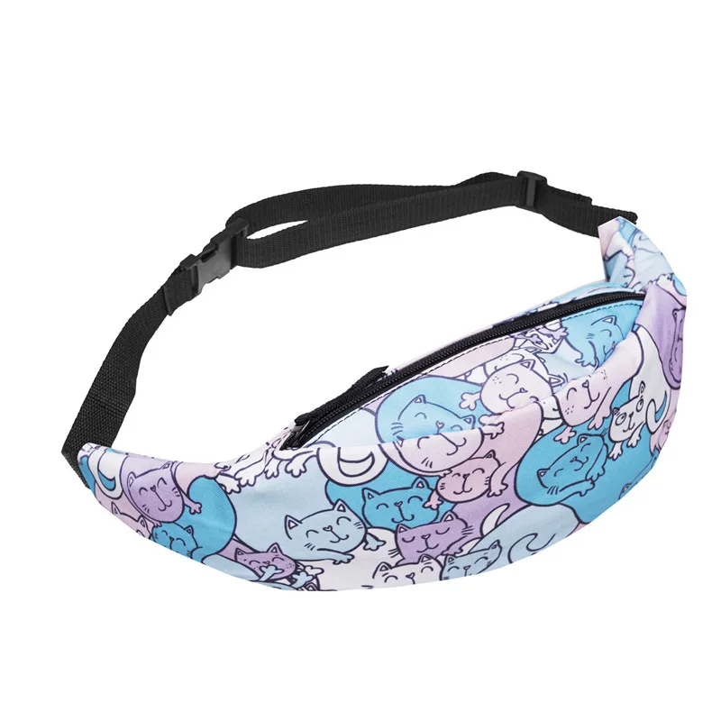 

New Flamingo Waist Bag Back Full Bandana Black 3D Unicorn Printing Fashion Waist Bag Women Fanny Packs Belt Bum Bag Waist Packs