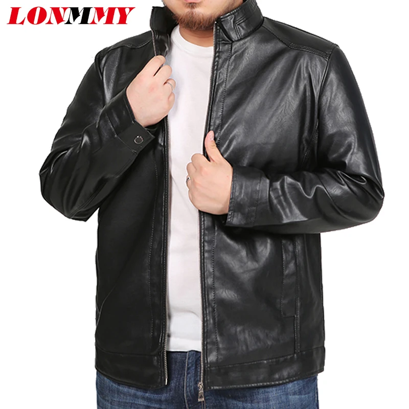LONMMY Mens leather jacket PU Suede faux leather coat male streetwear Outerwear mens clothing windbreaker Slim BLACK RED BLUE