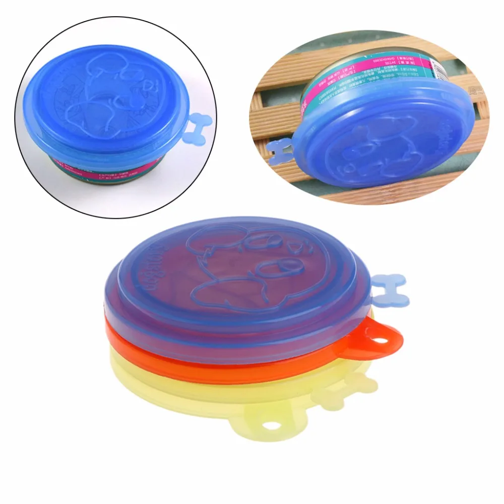 

1Pc Pet Dog Cat Food Can Cover Silicone Storage Cap Top for Dogs Cats Reusable Color Random Fresh Lid Good Quality C42
