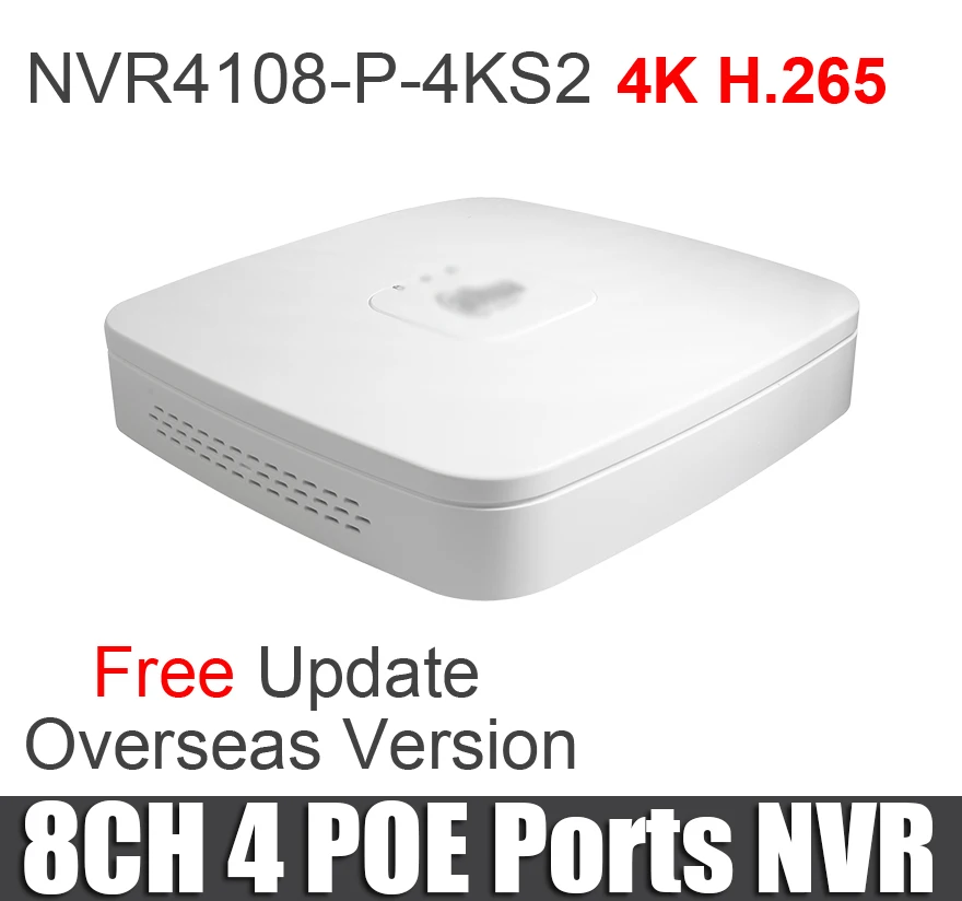 

Dahua 8ch poe nvr NVR4108-P-4KS2 Smart 1U Mini NVR 1080P NVR 8ch with 4 POE Ports network video recorder replace NVR4108-4KS2