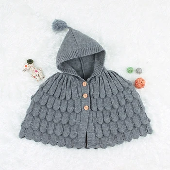 

1-5Y 3D bubble knitted kids Sweater Cardigan sweet Girls Sweater coat pink knitting cope lace-up cloak Cardigan for Girl