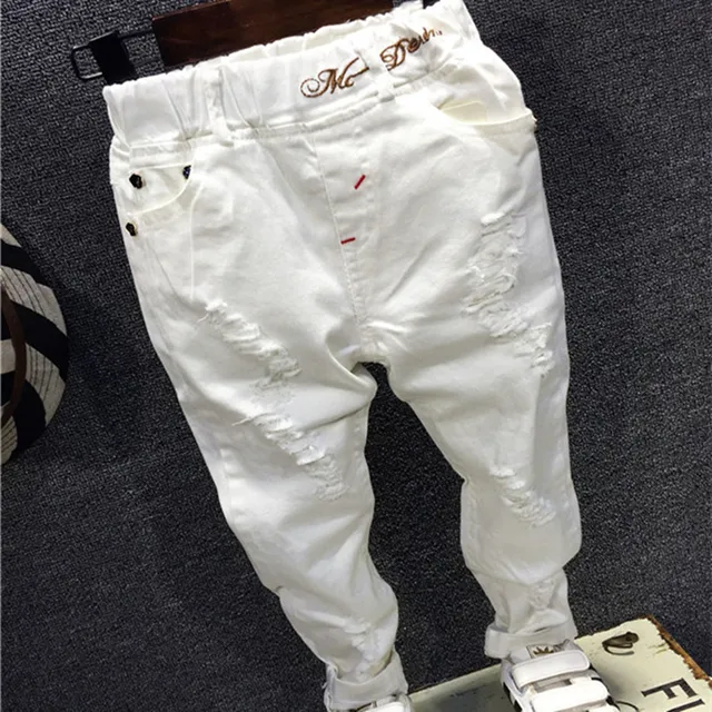 2016 New Spring Baby Boys White Jeans Pants Fashion Kids Trousers