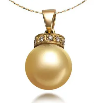 

9mm Big South Sea Gold Crown 18K Gold Pricess Queen Princess Pearl Natural Diamond 10pcs Solitaire Pendant crown pearl pendant