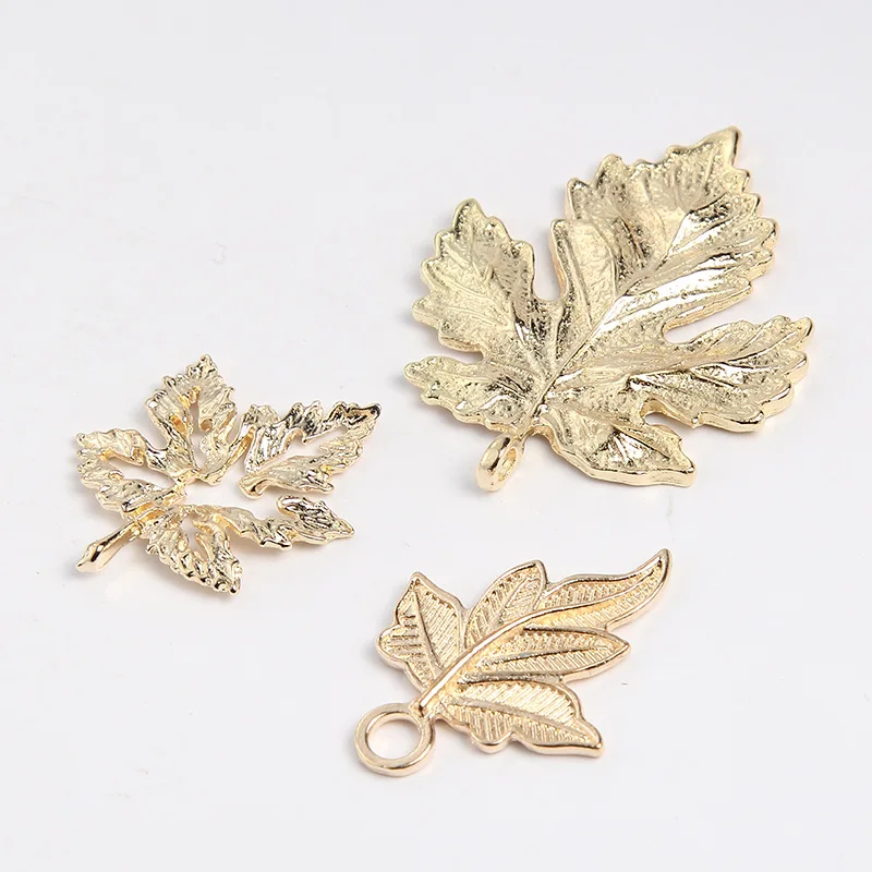 

10pcs/lot Hot Sale High quality KC Golden Maple Leaves Leaf Charms Fashion Jewelry Bracelet Pendants Findings Charm For Necklace