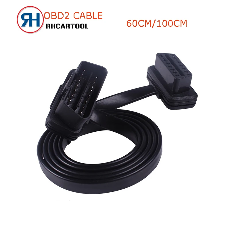 

Car 60/100CM 16Pin OBDII OBD 2 OBD2 Cable Connector Diagnostic-Tool ELM327 Adapter Flat Thin As Noodle Male to Female Extension