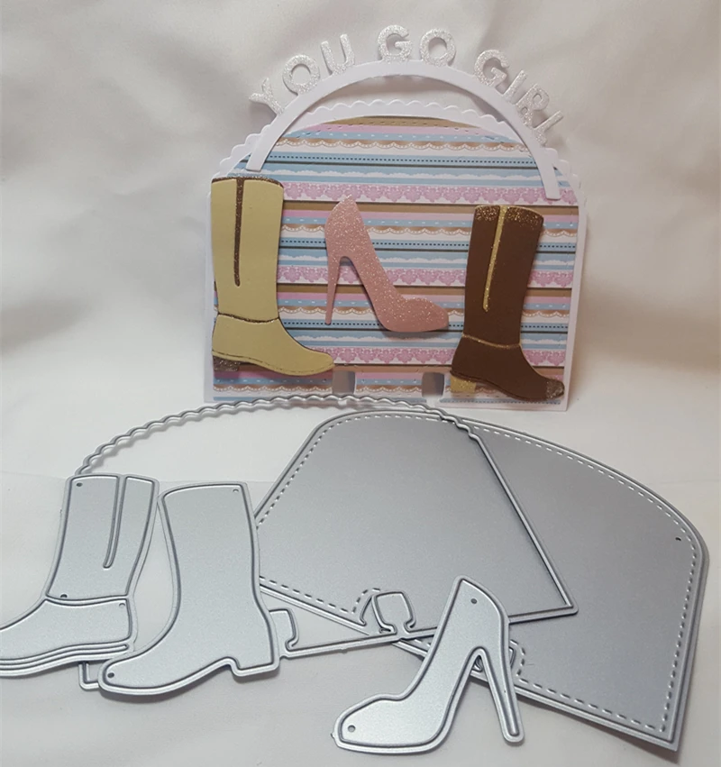 

Boots High-heeled Shoes Irregular Frame Metal Cutting Dies for Scrapbooking DIY Photo Album Card Making Decorative New 2019