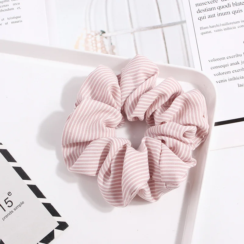 Cute Classic Scrunchie Stretch Headband Dot Plaid Scrunchies Women Elastic Hair Band Girls Hair Ties Striped Hair Accessories hair clips for fine hair