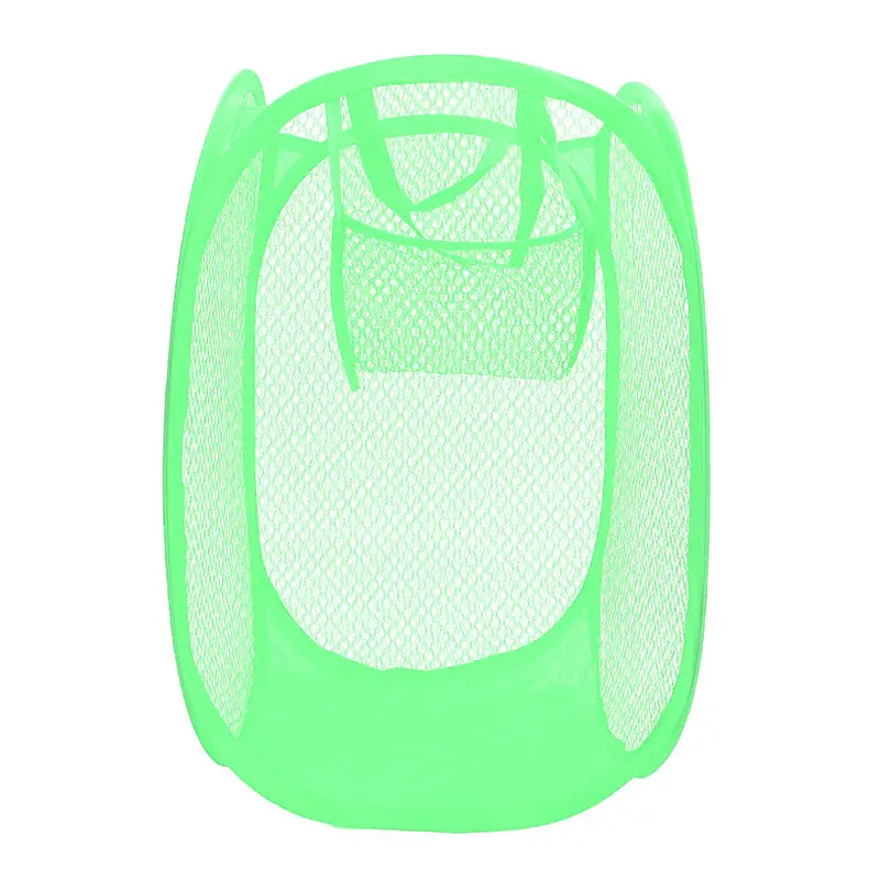 Высокое качество Сетка открытая стирка Прачечная корзина складная корзина для белья Домашняя одежда Органайзер грязная корзина - Цвет: Зеленый