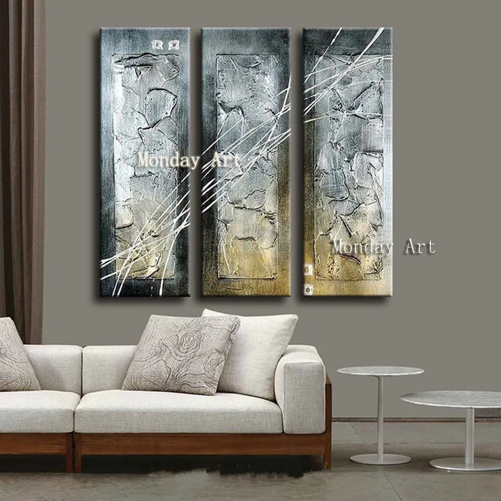 Handpainted-Abstract-Oil-Paintings-on-Canvas-Home-Decor-Wall-Art-Pictures-Knife-Graffiti-Lines-Silver-Painting (1)