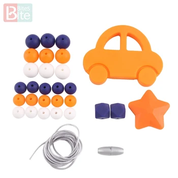 

Bite Bites 1set Silicone Teether Teething Car teething Necklace Set Beads DIY Chew Necklace Nursing Food Grade Baby Teether