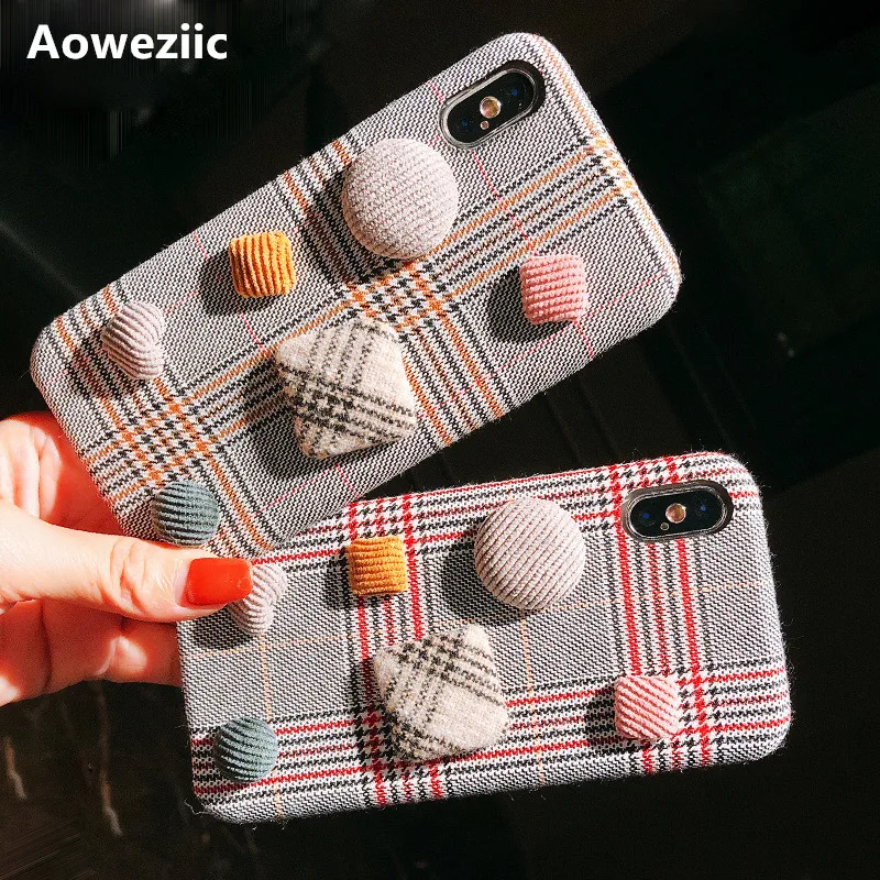 

Aoweziic Autumn and winter ultra-thin warm wind horse hair button for iPhone X XS MAX XR phone case 6s 7 8plus protective cover
