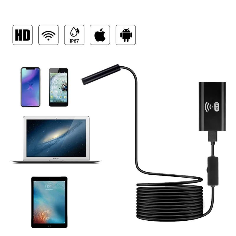 

wireless wifi endoscope iPhone Android USB type, inspection camera visualizer mini security camera very flexible ip67 waterproof