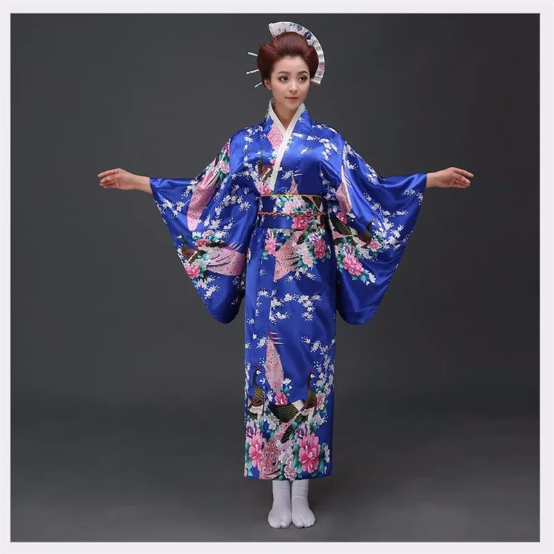 Традиционное женское сексуальное атласное кимоно юката с Obi танцевальное платье для выступлений японский косплей костюм цветок один размер