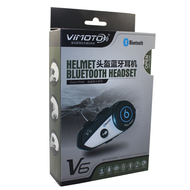 English Version  Vimoto V6 Motorcycle Helmet Headset Bluetooth Stereo Headphone Multipoint Connection BT Interphone