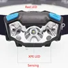 XPE LED Rechargeable Headlamp White Red Finger Induction Headlights Head Light Lamp Torche's Flashlight Built-in Battery ► Photo 3/5