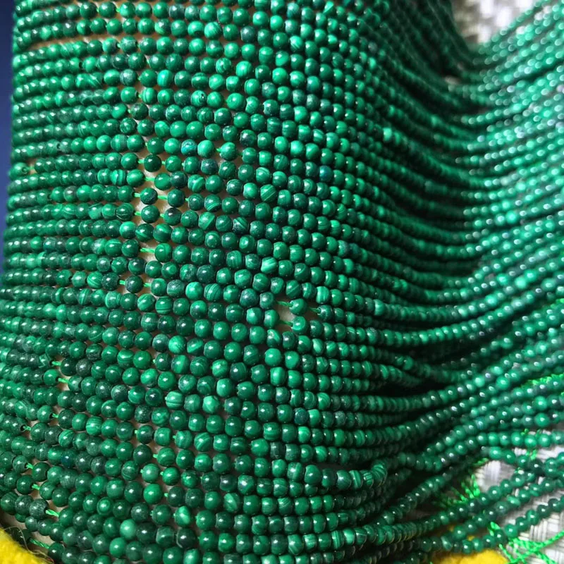

loose beads malachite round green 2/3/4mm 14" for DIY jewelry making FPPJ wholesale beads nature gem stone