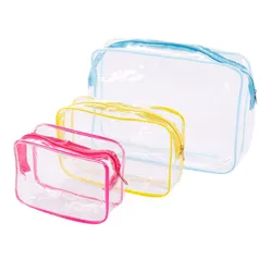 Transparent Waterproof Swimming Bags Sports Travel Bathing Storage Bag Zipper Clear PVC Organizer Phone Pocket