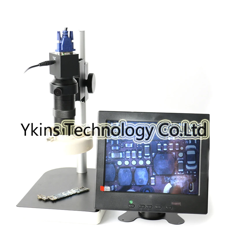 

Mini 2.0mp CMOS VGA Output Microscope Camera +56 LED Ring Light Illuminator + Bracket + 8-inch Monitor for Industrial Repairs