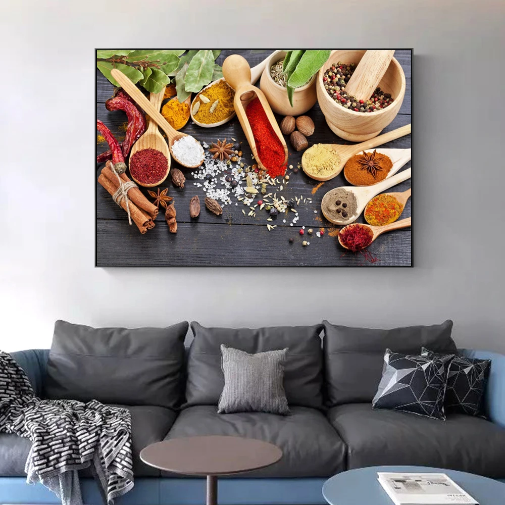 Kitchen Theme Wall Poster And Prints Various Seasonings Canvas Art