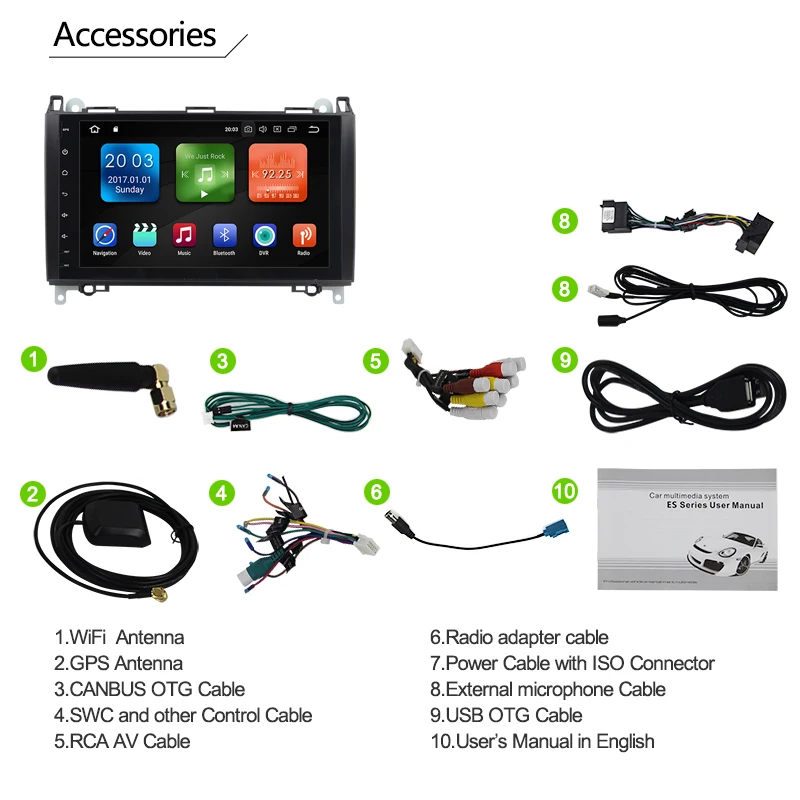 Flash Deal Android 8.1 Quad Core 2G RAM 16G ROM GPS Navi 9" Car DVD Multimedia for Benz A W169/B W245/B200/Viano/Vito/W906 with Radio 21