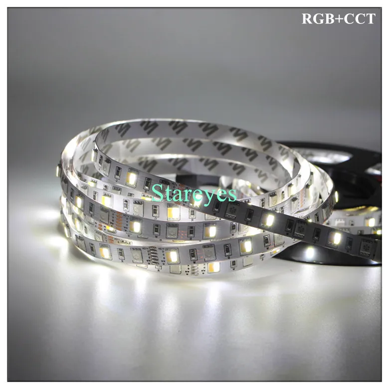 50 шт. SMD 5050 12 в 300 светодиодный 5 м RGB+ CCT W& WW светодиодный светильник двойной белый 2 в 1 светодиодный светильник с цветовой температурой