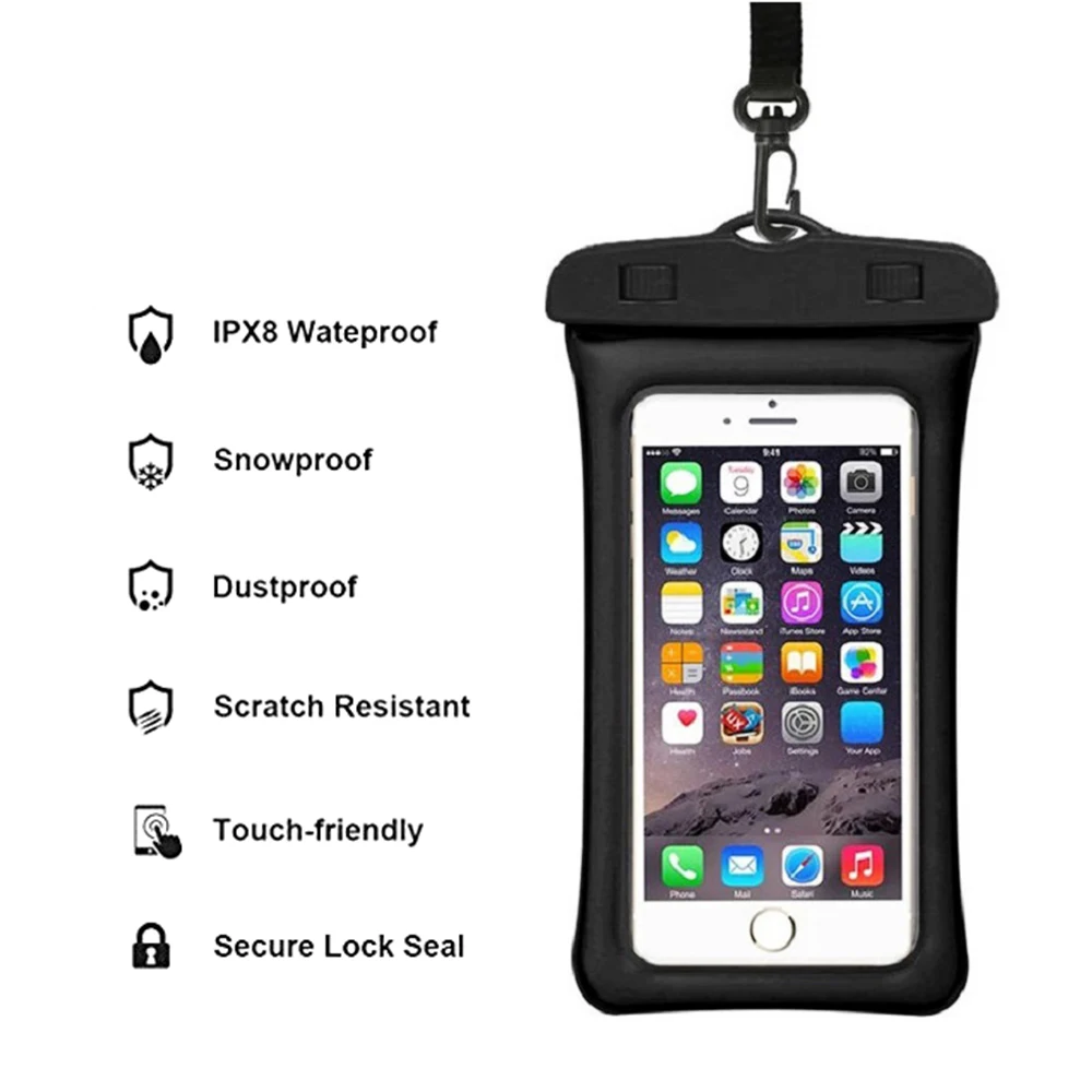 Rovtop Универсальный Водонепроницаемый Чехол для сотовых телефонов, Портативная сумка, удобная в использовании, легкая, подходит для плавания, пляжа