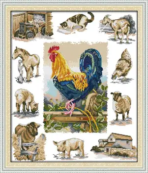 

Handmake Domesticated animals DIY Needlework DMC Counted Cross Stitch Kits Set for Embroidery Knitting Needles Craft hobby
