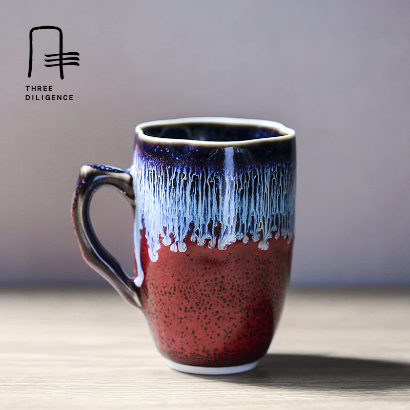 Jingdezhen Ceramic Fambe Small coffee Cup Milk Mug Home Office Kiln Furnace Transmutation flambe Glazed Drinkware